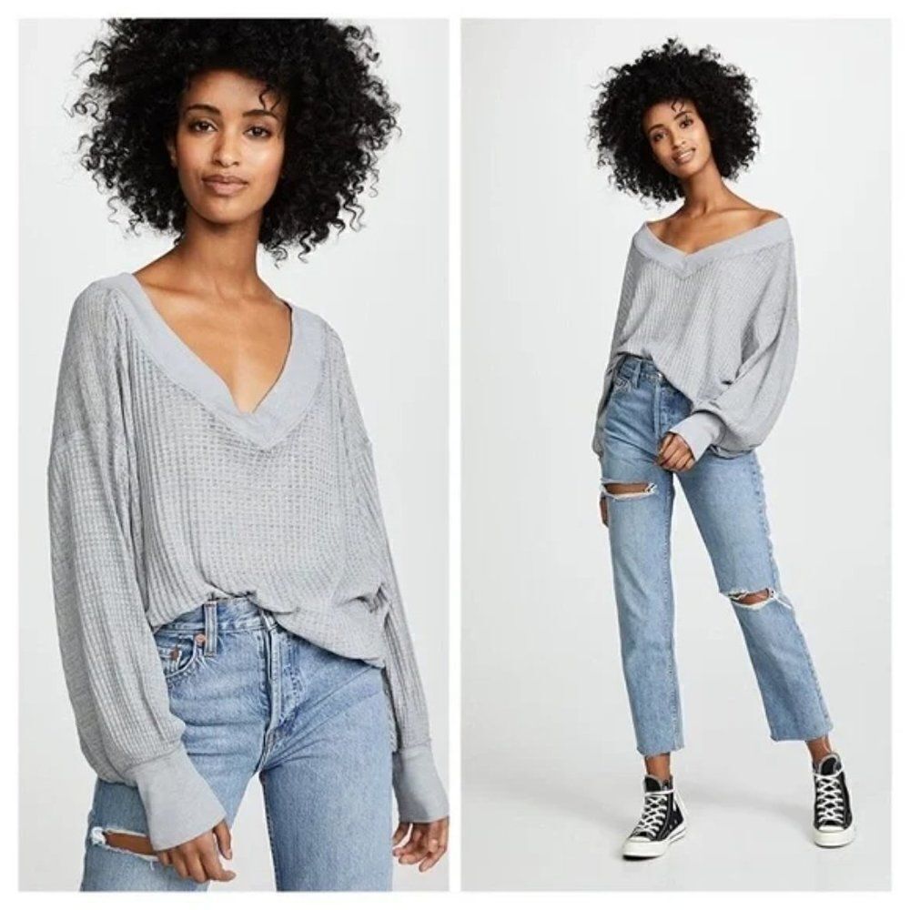Free People South Side Thermal Top size Medium in Grey